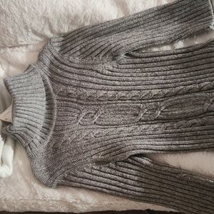 Grey Turtleneck Sweater Dress